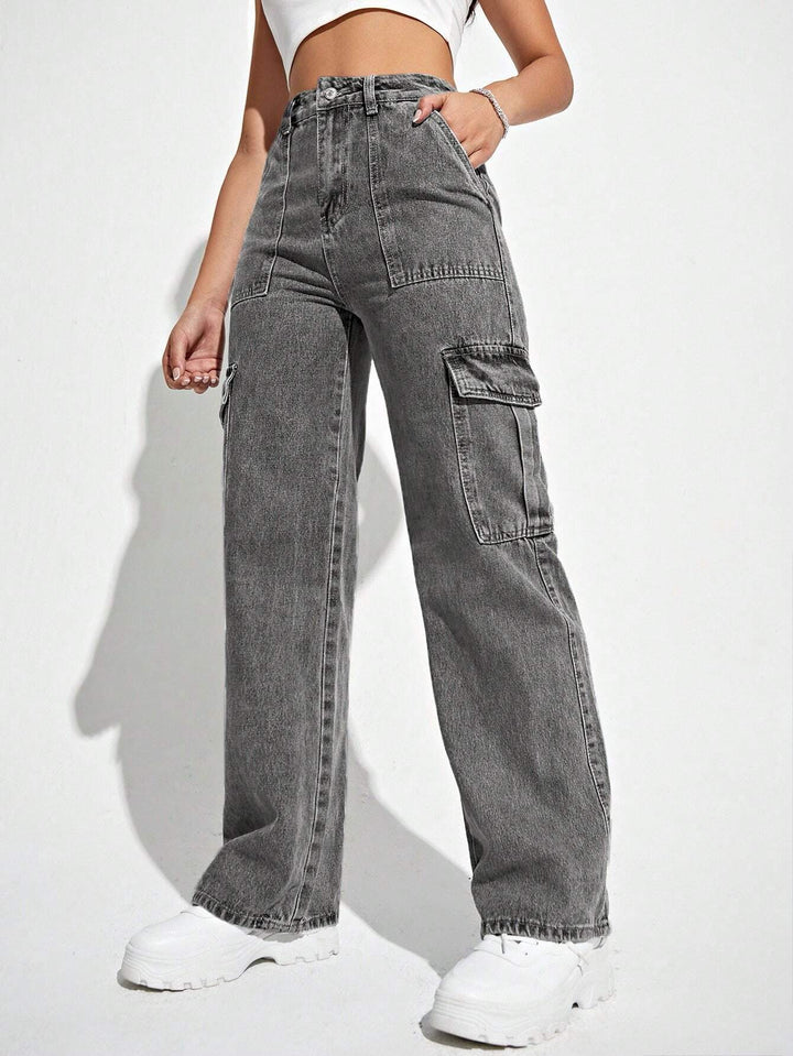 Flap Pocket Cargo Jeans