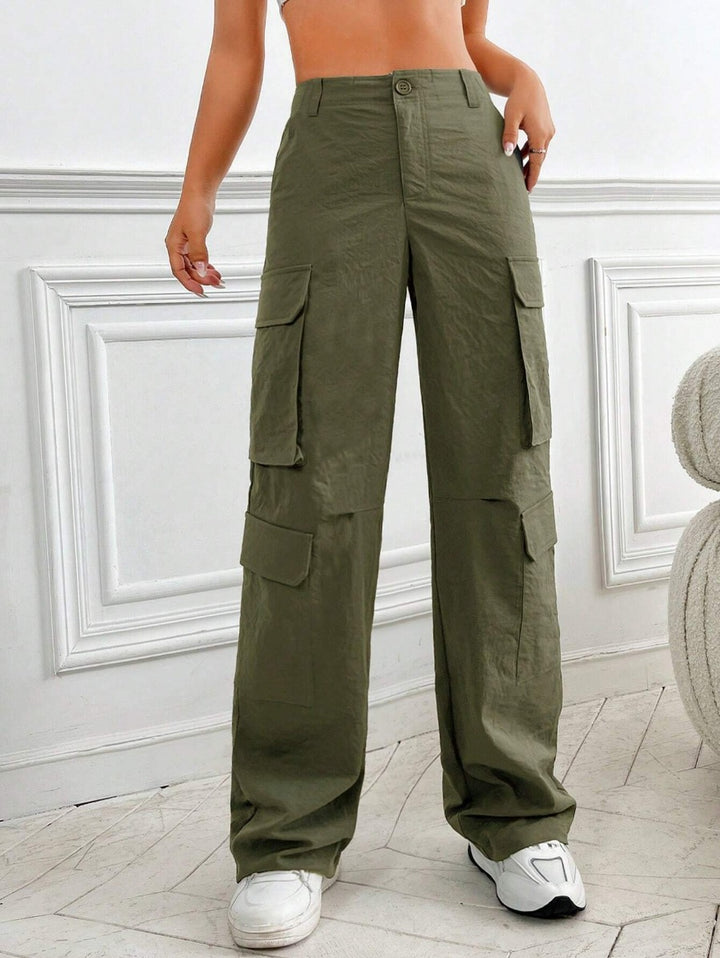 Flap Pocket Casual Cargo Pants