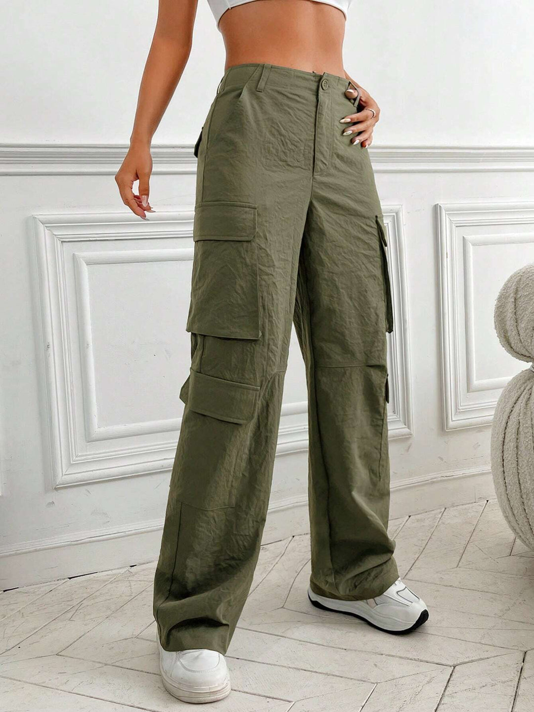 Flap Pocket Non Stretch Cargo Pants