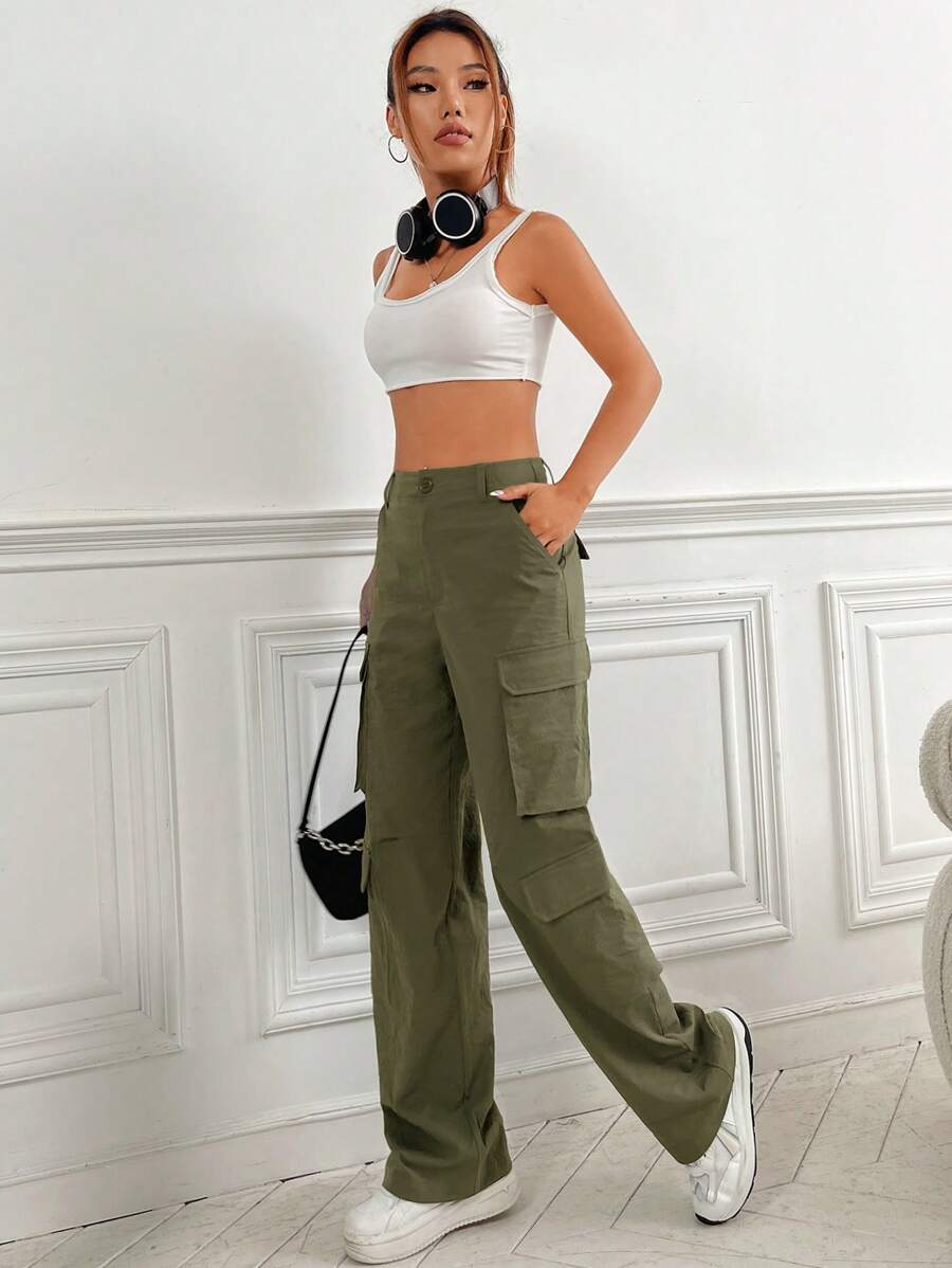 Flap Pocket Casual Cargo Pants