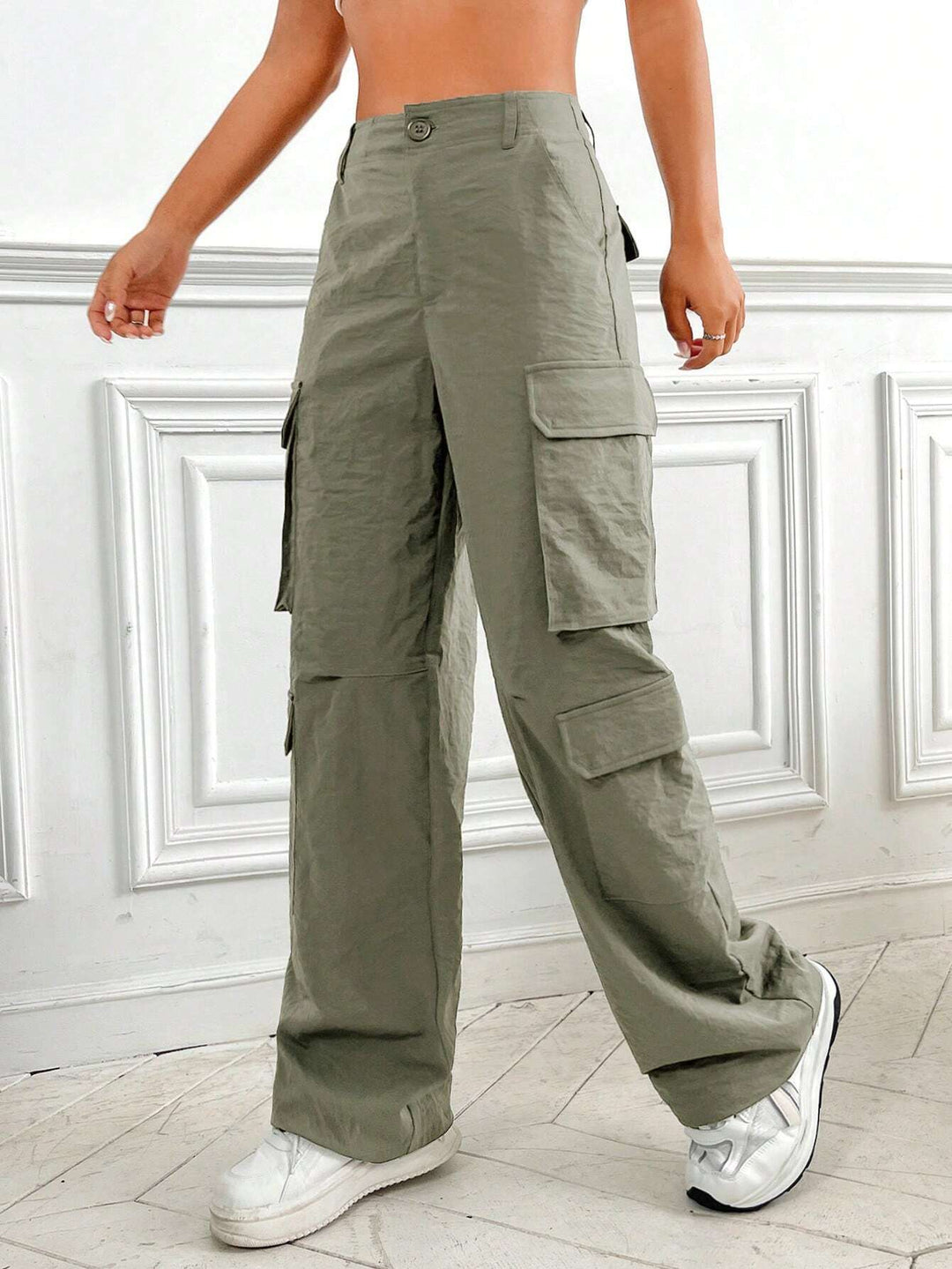 Flap Pocket Non Stretch Cargo Pants