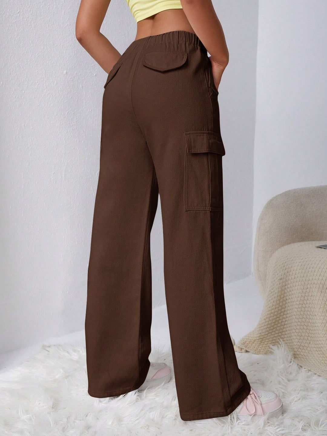 Side Drawstring Flap Pocket Cargo Pants