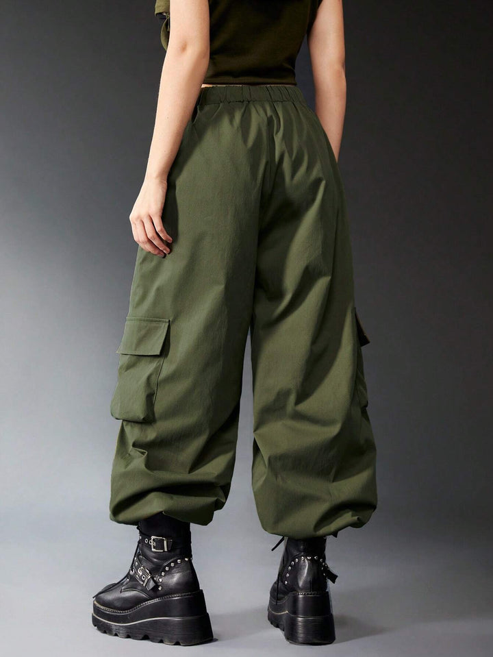 Pocketed Drawstring Cargo Pants