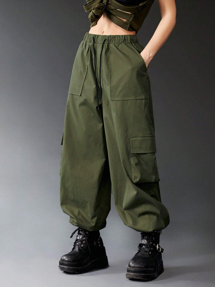 Pocketed Drawstring Cargo Pants