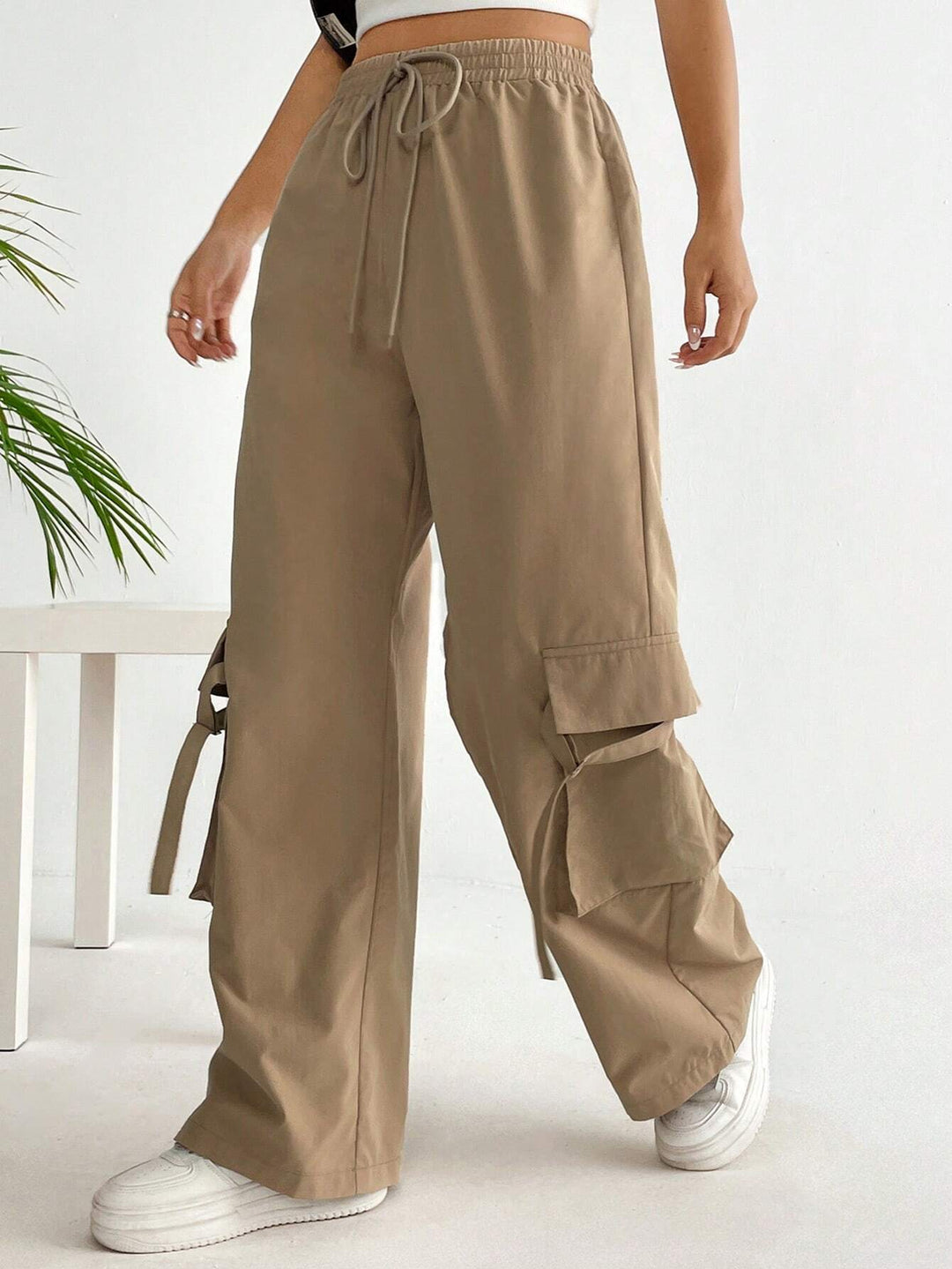 Flap Pocket Drawstring Cargo Pants