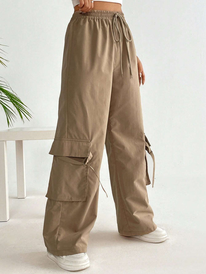 Flap Pocket Drawstring Cargo Pants