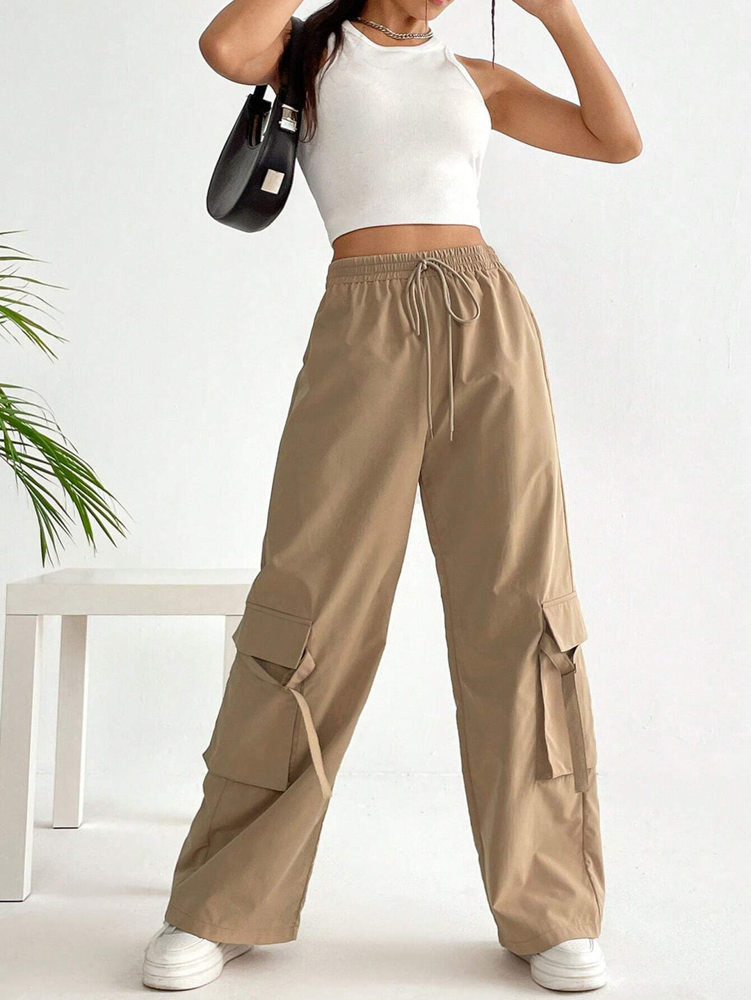 Flap Pocket Drawstring Cargo Pants