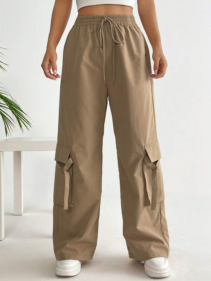 Flap Pocket Drawstring Cargo Pants