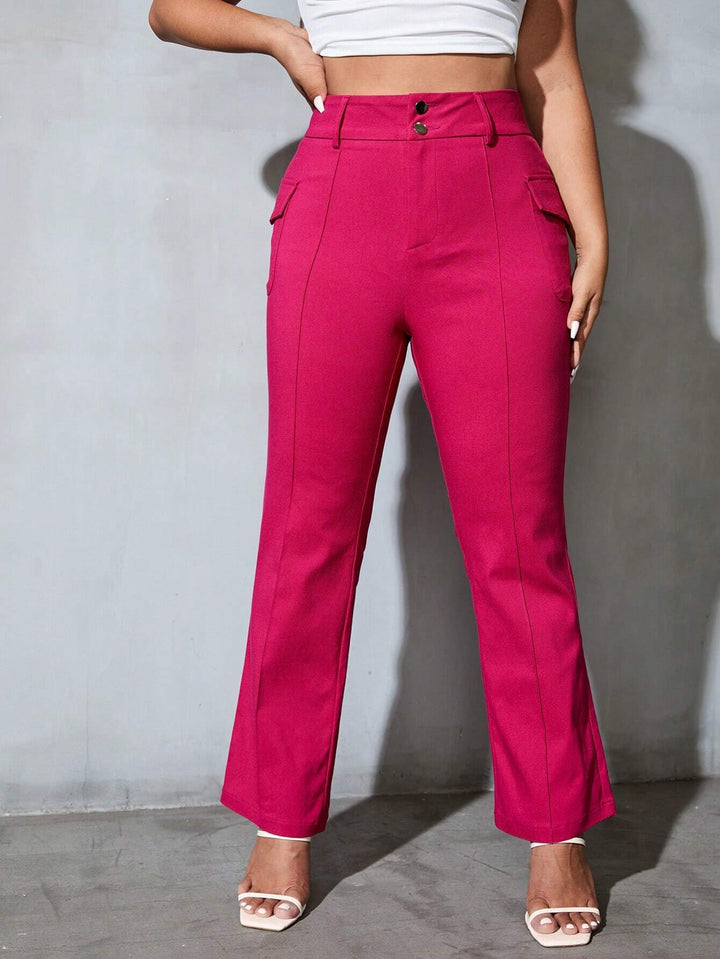 High Waist Flap Pocket Cargo Pants