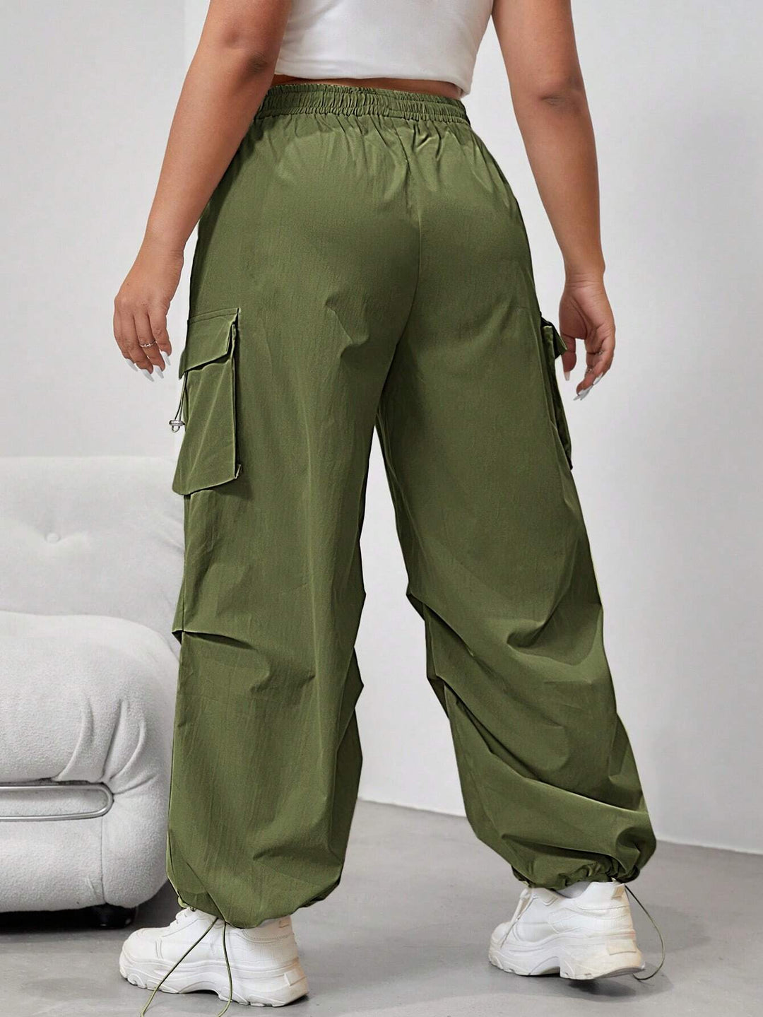 Plain Flap Side Pocket Casual Cargo Pants