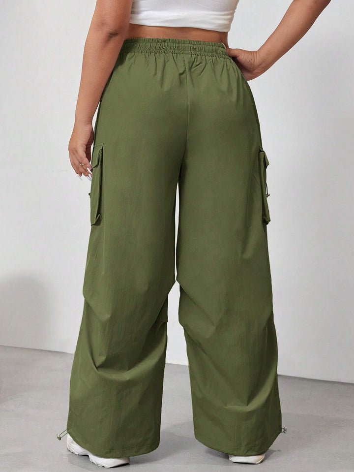 Plain Flap Side Pocket Casual Cargo Pants