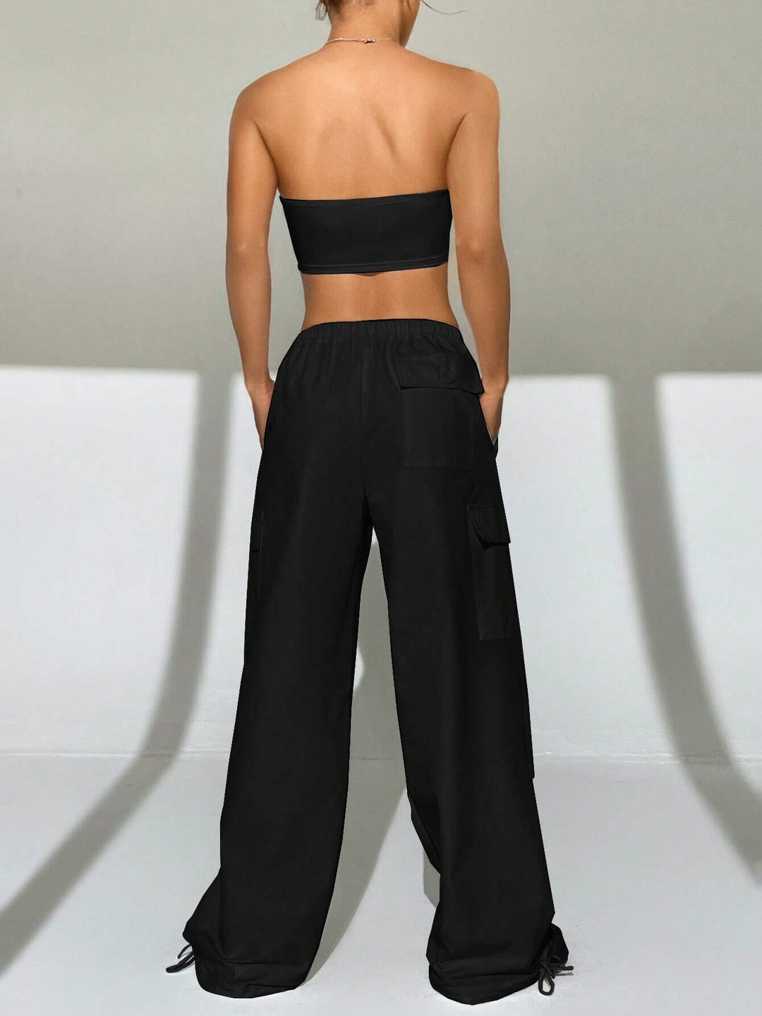 Crop Top With Waist Cargo Pants