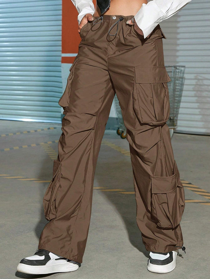 Ruched Cargo Parachute Pants