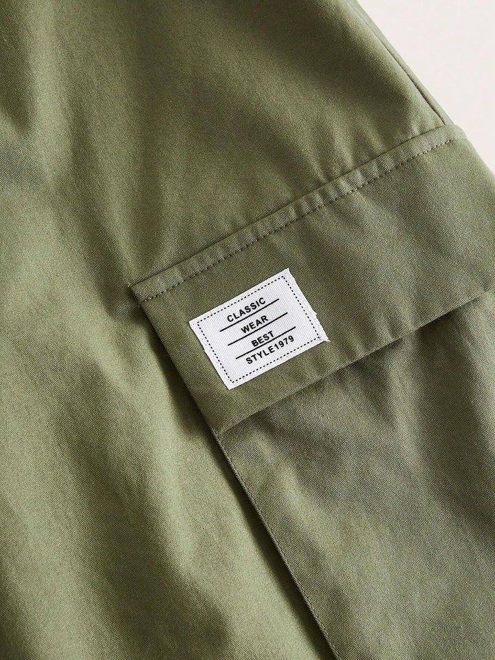 Drawstring Waist Green Cargo Pants