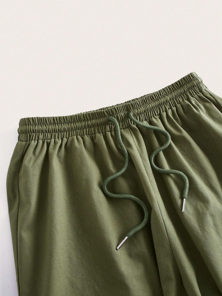 Drawstring Waist Green Cargo Pants