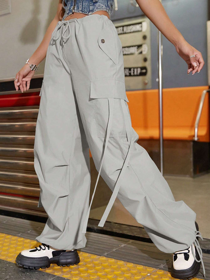 Long Fit Drawstring Waistline Pants