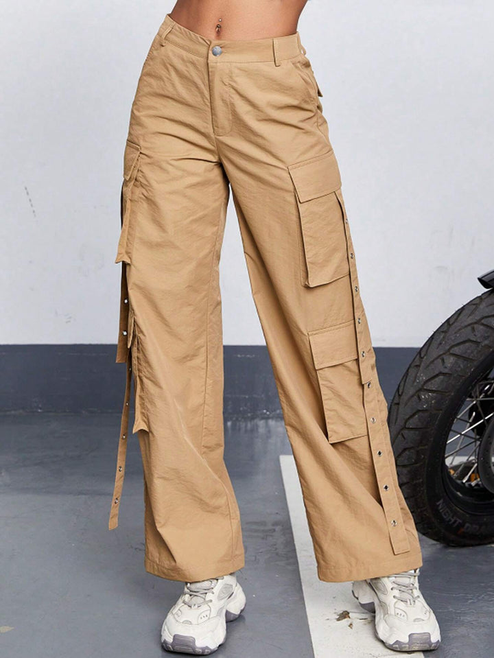 Casual Plain Pocket Side Cargo Pants