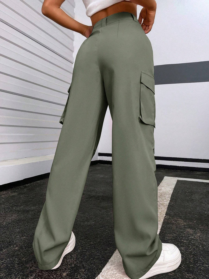 Regular Fit High Waist Cargo Pants