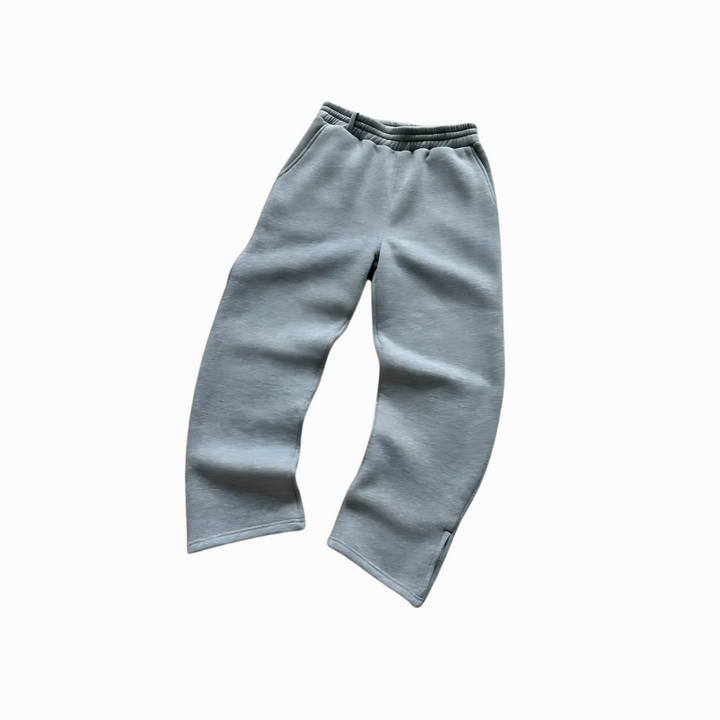 Straight Fleece Sweatpants With Zipper Detail