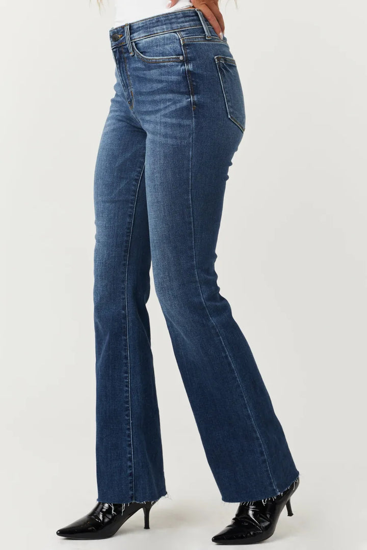 Judy Mid Rise Tuck Bootcut Jeans