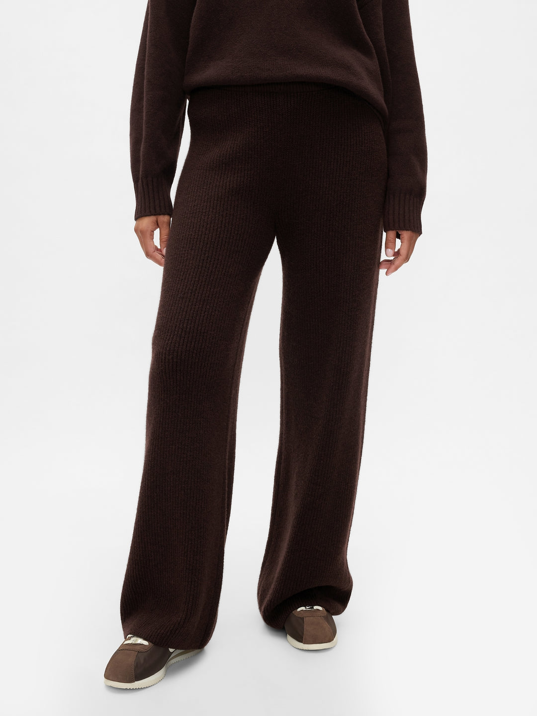 Warm Shaker Stitch Sweater Knit Pants