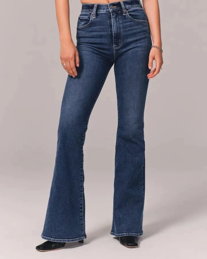 High Raised Flared Jeans With A Stretched Fit